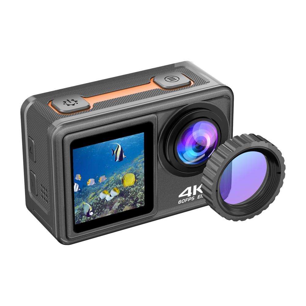 4K 24MP Dual Screen Sport Camera DV Camcorder 2.0 Inch Screen 170° Wide Angle EIS 40m Waterproof WiFi with Macro CPL ND4 8 16 Purple Lens for Outdoor Sports Black |   Action Cameras Action Cameras Action Cameras