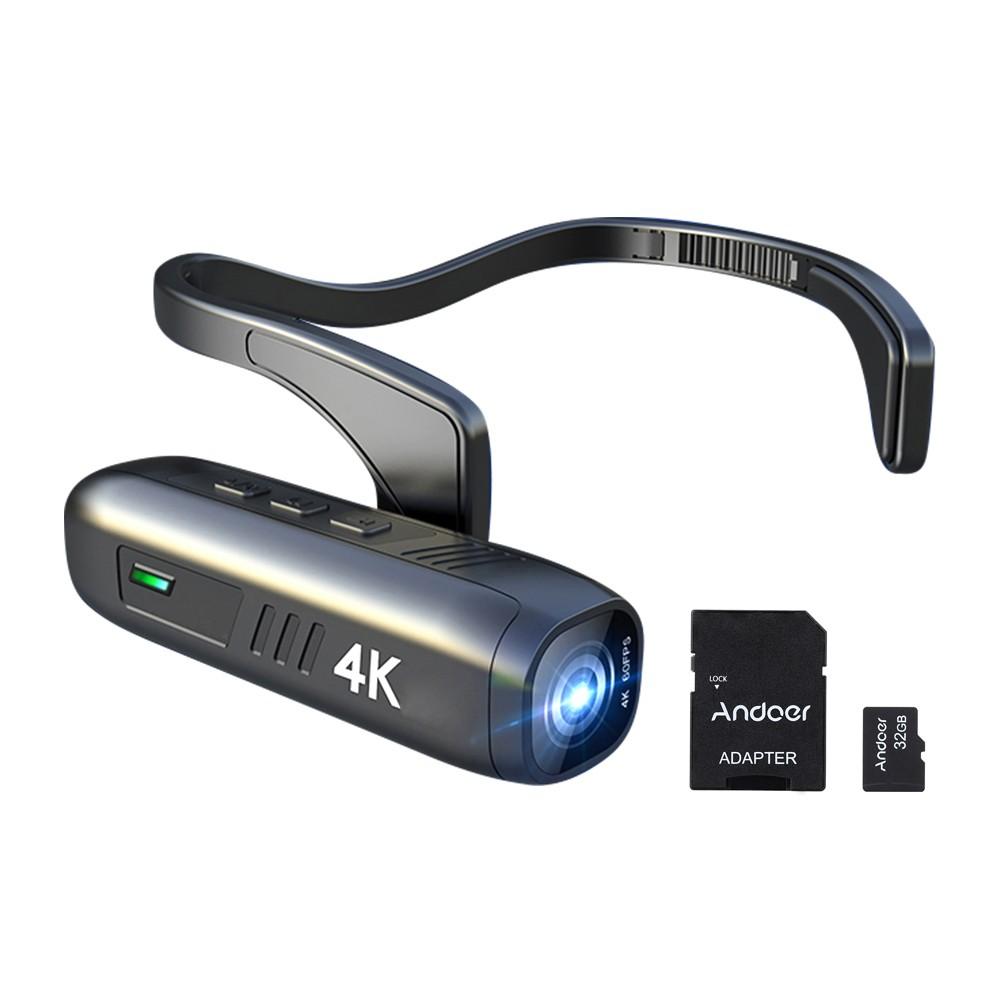 4K 30FPS Head Mounted Camera Wearable WiFi Video Camera Camcorder Webcam + Andoer 32GB Class 10 Memory Card TF Card TF Card Adapter Black |   Digital Cameras Cameras & Camcorders Black