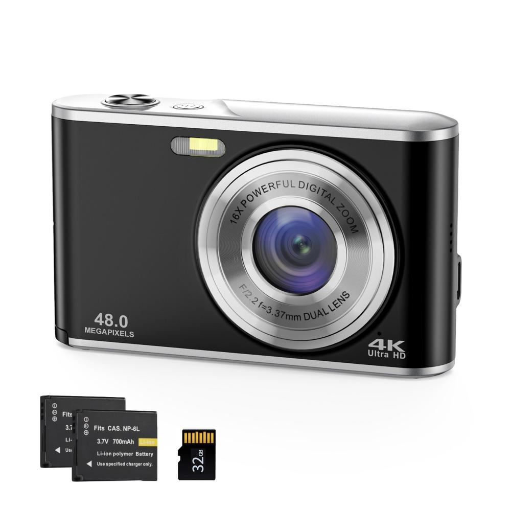 4K Digital Camera Video Camera Kids Camera with Flash Light Black |   Digital Cameras Cameras & Camcorders Black