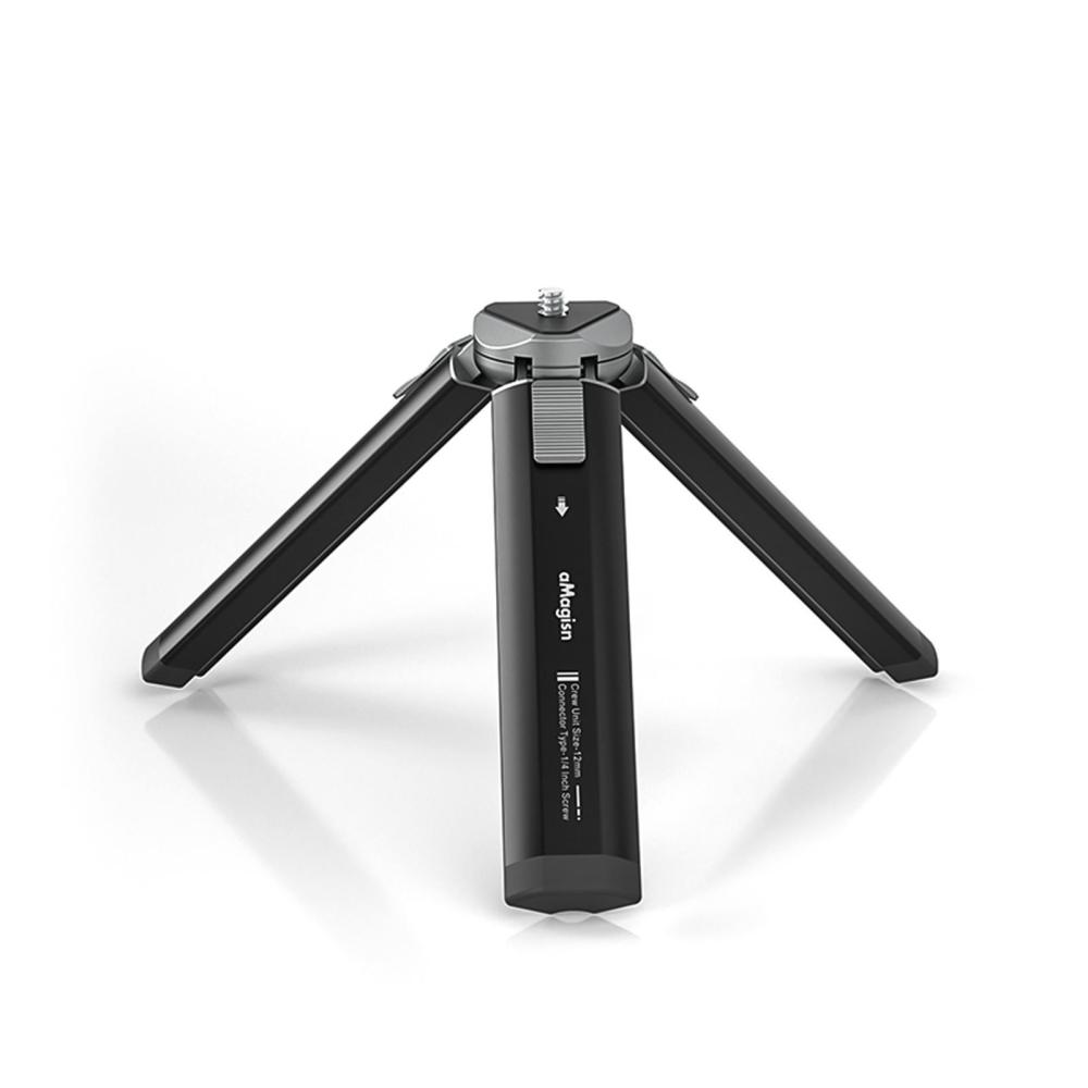 aMagisn AM11 Desktop Tripod Mini Travel Tripod Stand Metal Phone Tripod with 1/4 Inch Screw 2-Level Adjustable Height for Gimbal Stabilizer Selfie Stick DSLR Camera  |   Monopods & Support Monopods & Support Monopods & Support