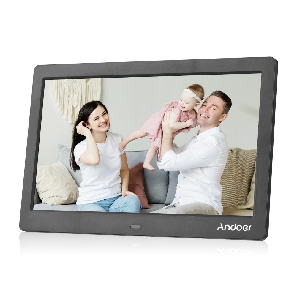 Andoer 10 Inch Wide LCD Screen Digital Photo Frame 1024 * 600 High Resolution Electronic Photo Frame with MP3 MP4 Video Player Clock Calendar Function 2.4G Remote Control Black |   Digital Photo Frames Cameras & Camcorders Black