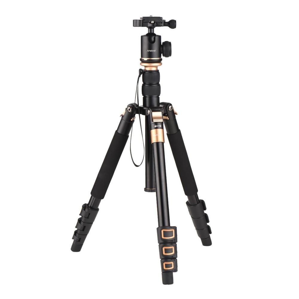 Andoer 140cm/55in Travel Tripod for Camera Aluminum Alloy Tripod Stand with Detachable Monopod 360°Rotatable Ball Head 8kg/17.6lbs Load Capacity with Carry Bag for DSLR Camcorders Phone Black |   Tripods Tripods Black