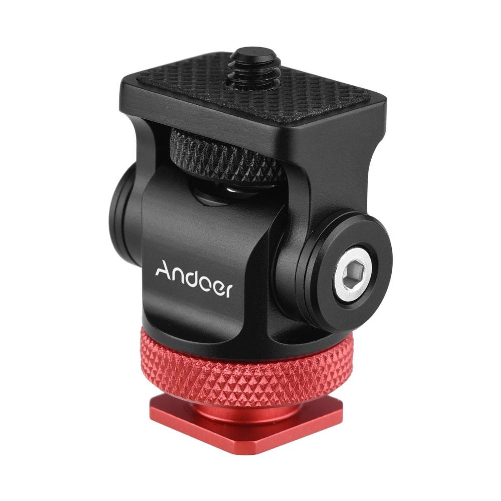 Andoer 360° Rotatable Camera Monitor Cold Shoe Mount Adapter Head with 1/4-inch Interface Allen Wrench for Monitor LED Light Microphone Expansion Mounting Red |   Tripods Tripods Red