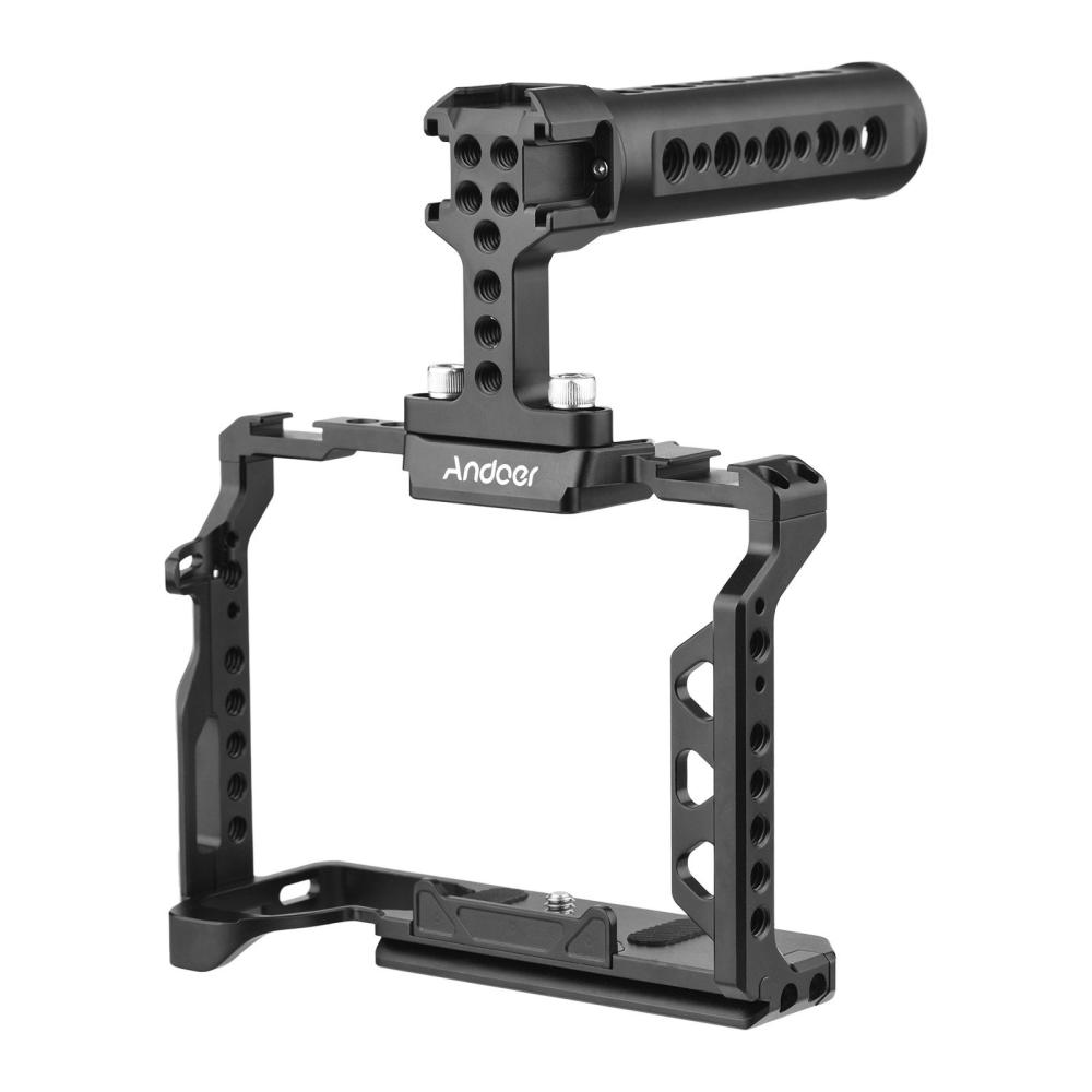 Andoer Aluminum Alloy Camera Cage Kit with Top Handle Grip Replacement for Sony A7 IV Black |   Other Action Cam Accessories Action Cameras & Accessories Black