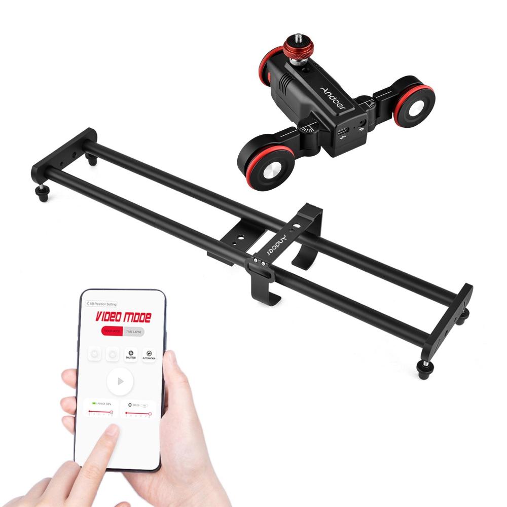 Andoer L5i Pro Camera Video Dolly Slider Kit with 3-wheel Auto Dolly Black |   Cine Dolly & Camera Sliders Cine Dolly & Camera Sliders Black