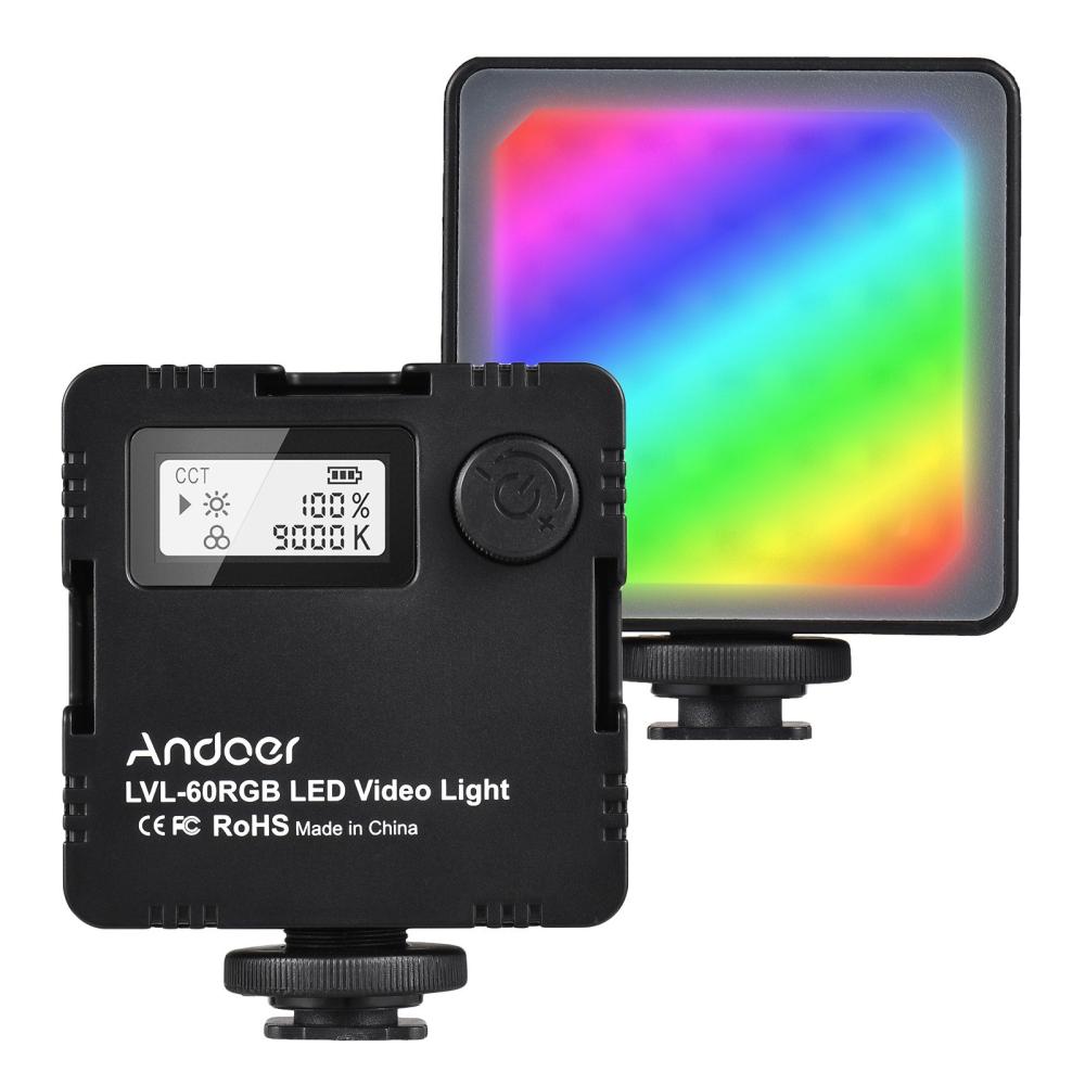 Andoer LVL-60RGB Mini Bi-color LED Video Light Black |   Studio Lighting Studio Lighting Black