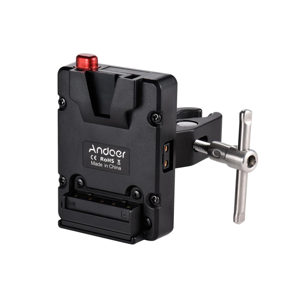 Andoer Mini Nano V-lock Mount Battery Power Supply Adapter Plate with Plier Clamp for Mini V-mount Battery Black |   Power Accessories Action Cameras & Accessories Black