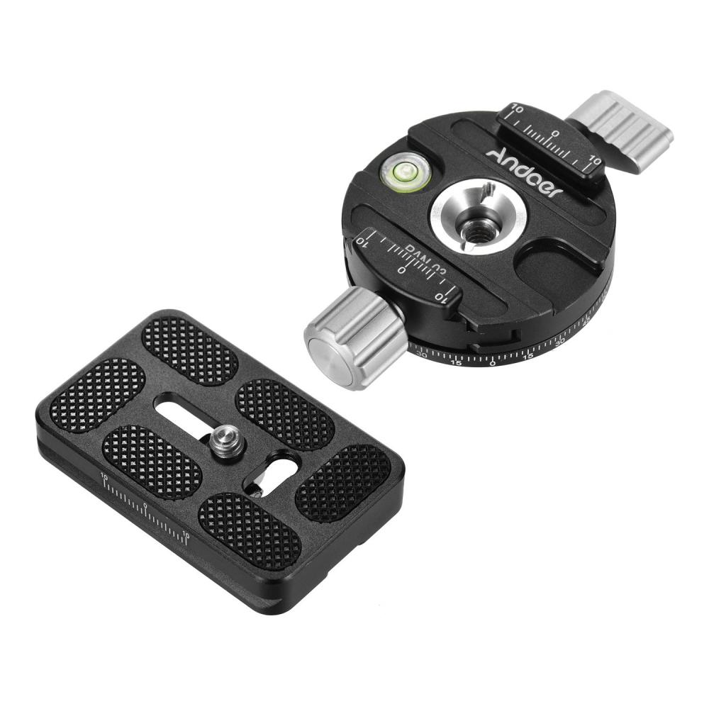 Andoer PAN-03 Panoramic Tripod Head Quick Release Plate Clamp Adapter Black |   Other Studio Accessories Other Studio Accessories Black