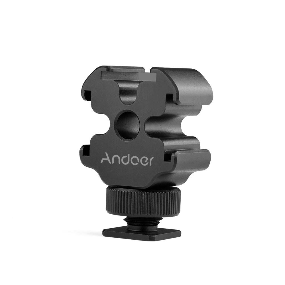 Andoer Portable Aluminum Alloy One-to-Three Cold Shoe Stand Triple Cold Shoe Mount Extension Bracket Black |   Hot Shoes & Flash Brackets Flashes & Accessories Black