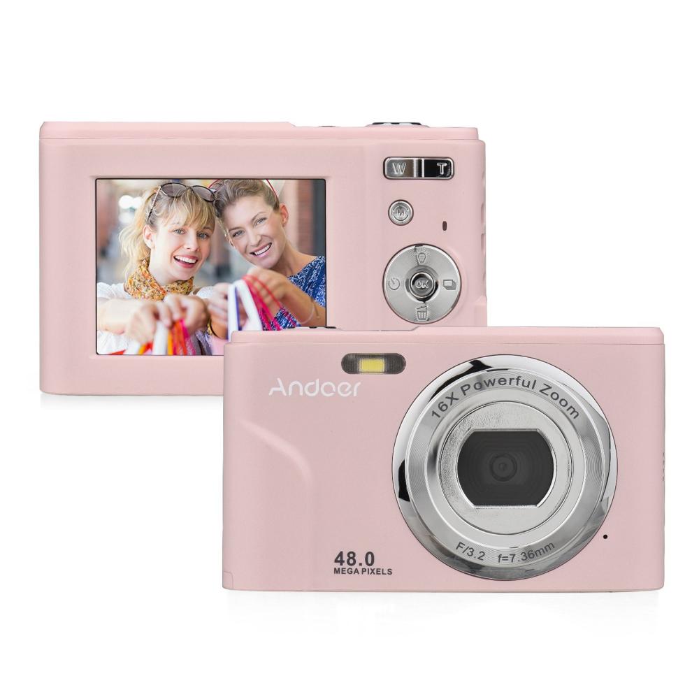 Andoer Portable Digital Camera 48MP 1080P 2.4 Inch IPS Screen 16X Zoom Pink |   Digital Cameras Cameras & Camcorders Digital Cameras