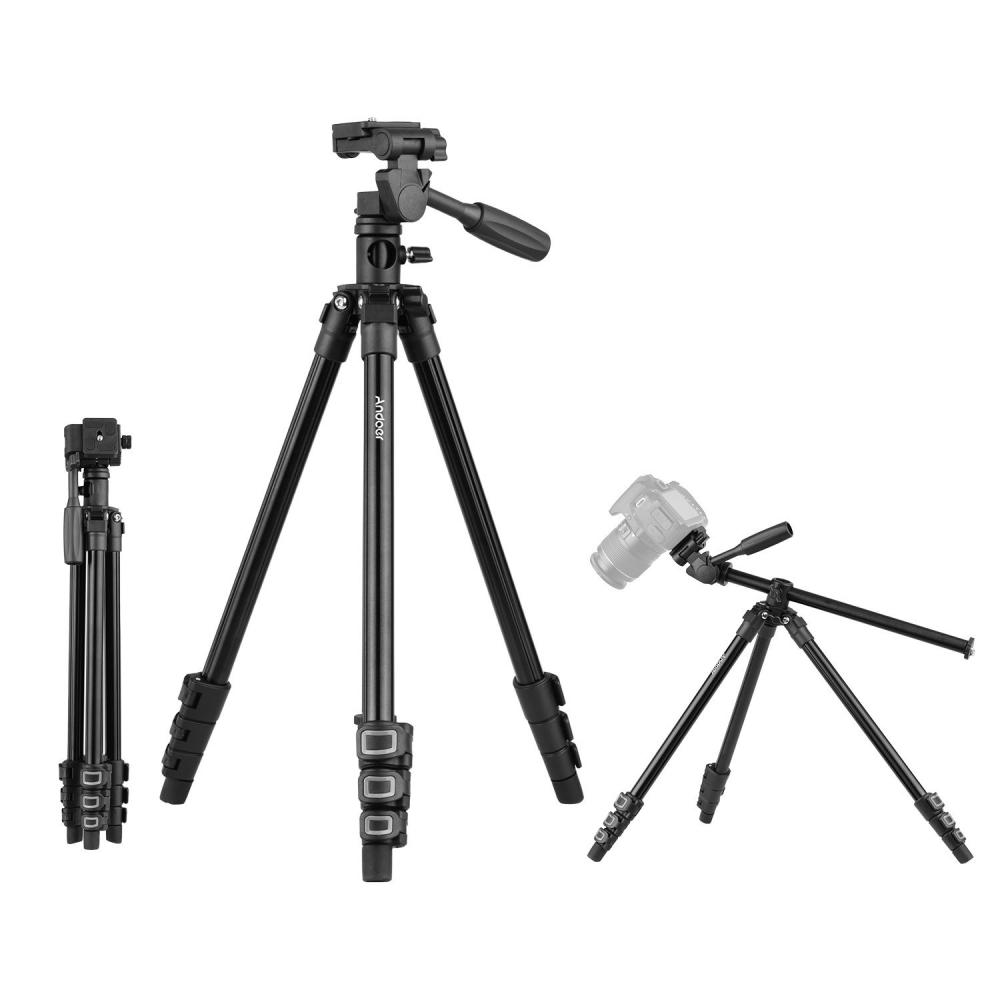 Andoer Q160HA Professional Video Tripod Horizontal Mount Heavy Duty Camera Tripod Black |   Tripods Tripods Black