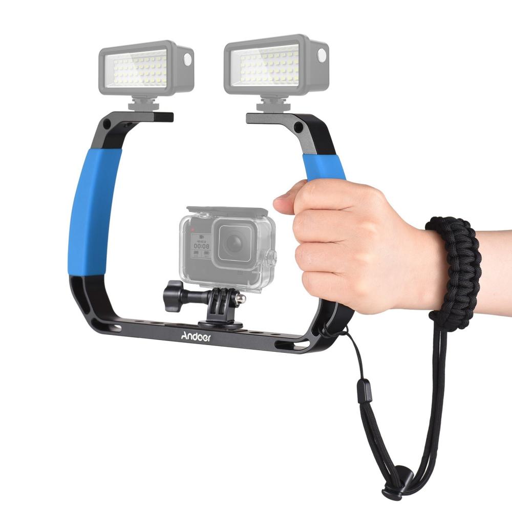 Andoer Sports Camera Underwater Diving Rig Handheld Stabilizer for Action Camera Cage Dive Rig Blue |   Monopods & Support Monopods & Support Blue