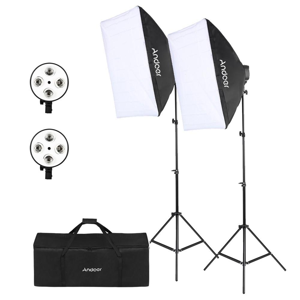 Andoer Studio Photography Kit Softbox Lighting Set Black & Silver |   Studio Equipment Kit Black & Silver