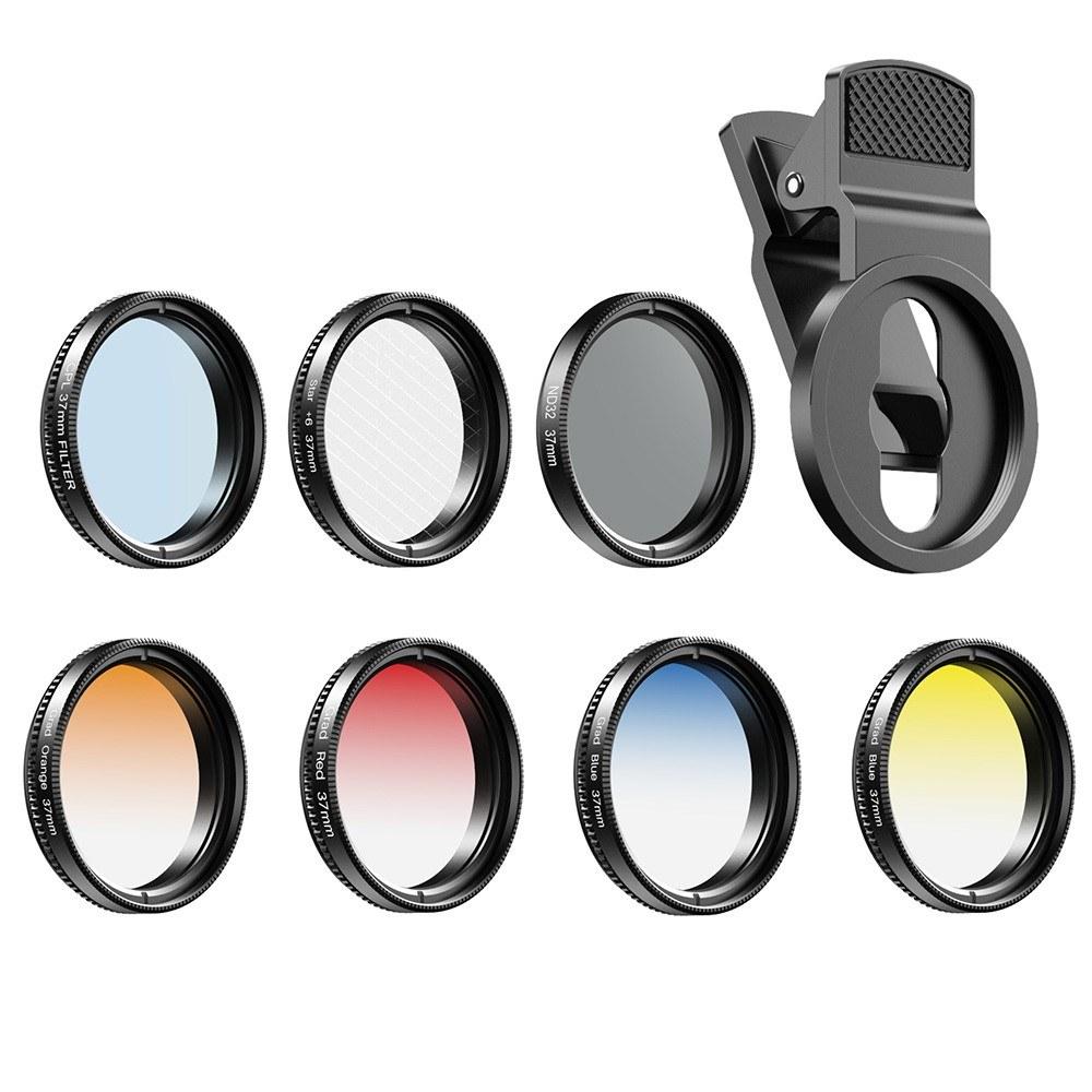 APEXEL APL-37UV-7G Professional 7in1 Phone Graduated Lens Filter Kit Multicolour |   Filter Kits Filters & Accessories Filter Kits