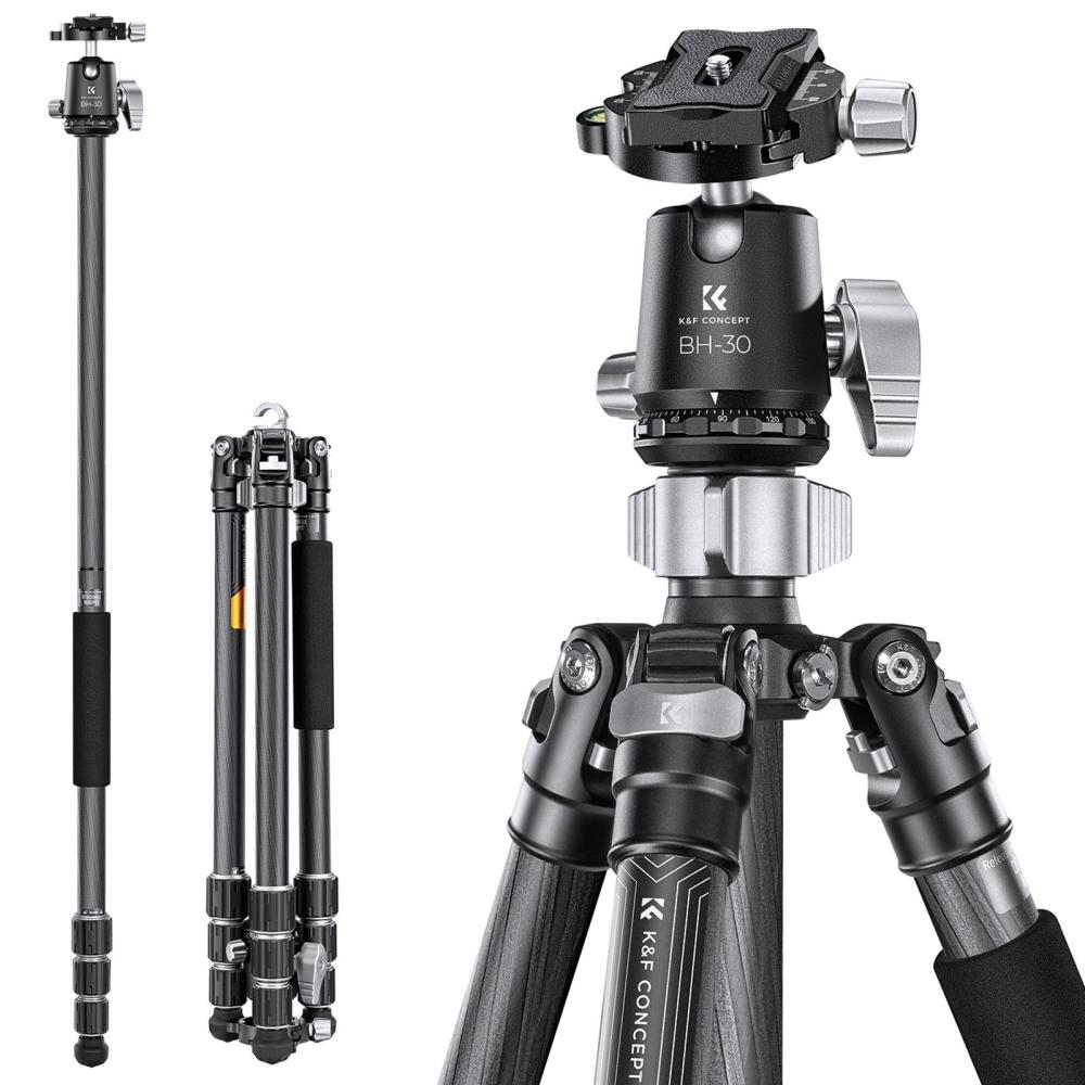 K&F CONCEPT Carbon Fiber Camera Tripod Stand Monopod with BH-30 Flexible Ballhead  |   Tripods Tripods Tripods