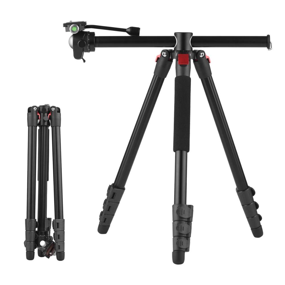 Multi-functional Photography Tripod for Camera 170cm/ 67in Horizontal Tripod Stand Aluminum Alloy 360° Rotatable Ball Head 10kg/22lbs Load Capacity with Carry Bag Black |   Tripods Tripods Black