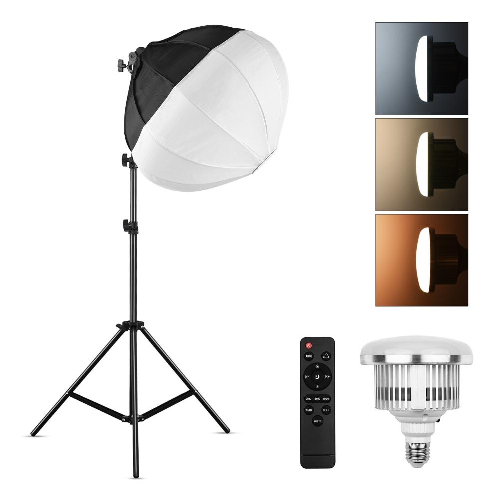 Photography Lantern Softbox Lighting Kit with 50cm/19.7inch Spherical Collapsible Softbox + 85W LED Light Bulb 3000K-6500K + Remote Control + 2M Metal Light Stand  |   Studio Equipment Kit Studio Equipment Kit Studio Equipment Kit