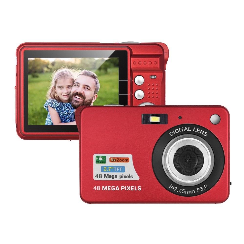 Portable 1080P Digital Camera Video Camcorder 48MP Anti Shake 8X Zoom 2.7 Inch LCD Screen with Carry Bag Wrist Strap Red |   Digital Cameras Cameras & Camcorders Digital Cameras