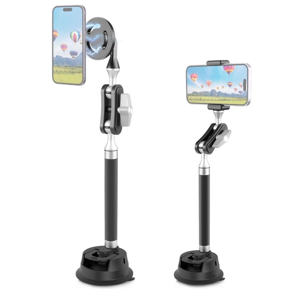 PULUZ PU273B Suction Cup Phone Mount Suction Cup Mount with Sports Camera Adapter and Phone Clip  |   Monopods & Support Monopods & Support Monopods & Support