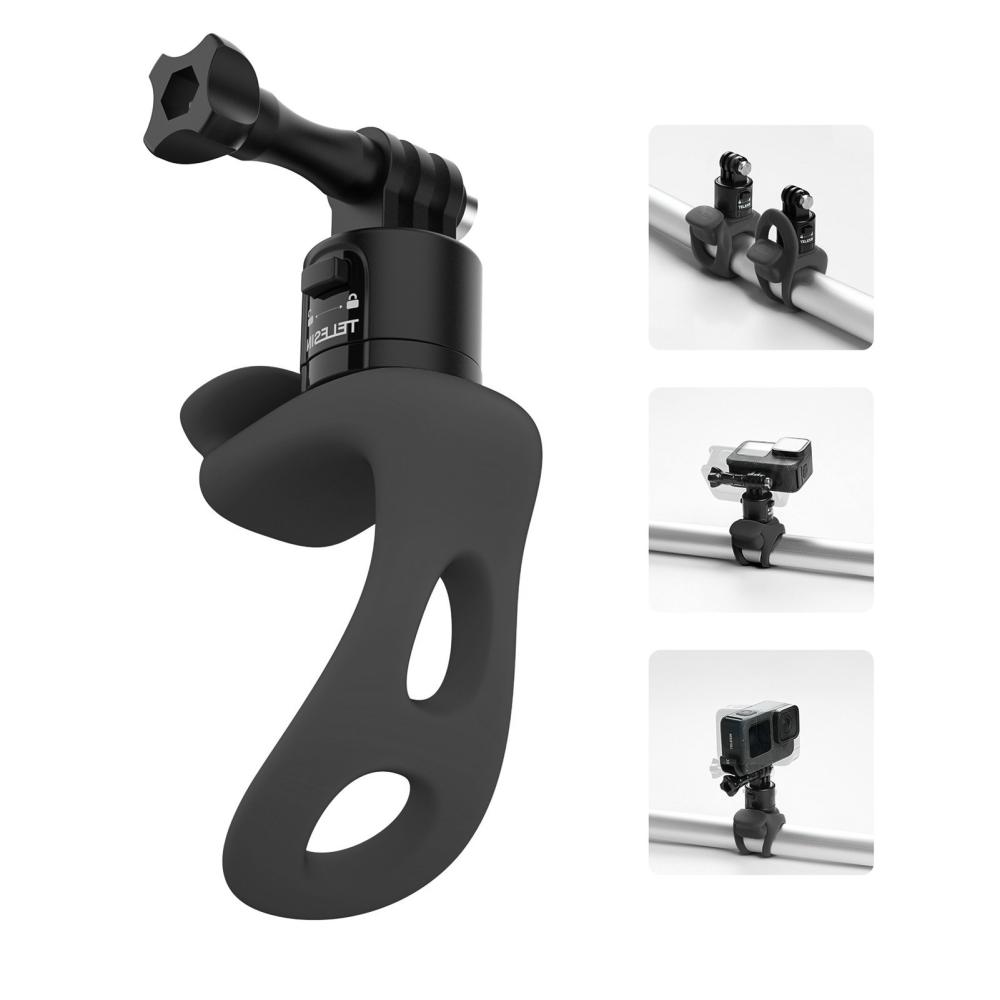 TELESIN Sports Camera Strap Mount Silicone Wrap Band Bike Motorcycle Handlebar Quick Release Mount Black |   Monopods & Support Monopods & Support Black