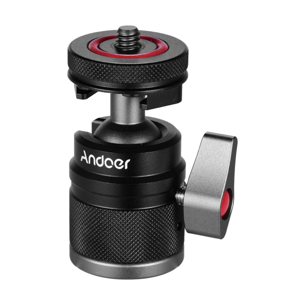 Andoer 2 in 1 Mini Cold Shoe Ball Head Dual Use Black |   Tripods Tripods Black