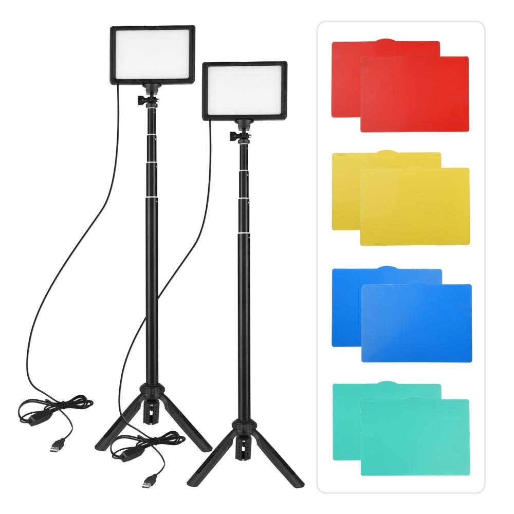 Andoer 2pcs USB LED Video Light Kit Photography Lighting 3200K-5600K 120pcs Beads 14-level Dimmable Black |   Studio Equipment Kit Studio Equipment Kit Black