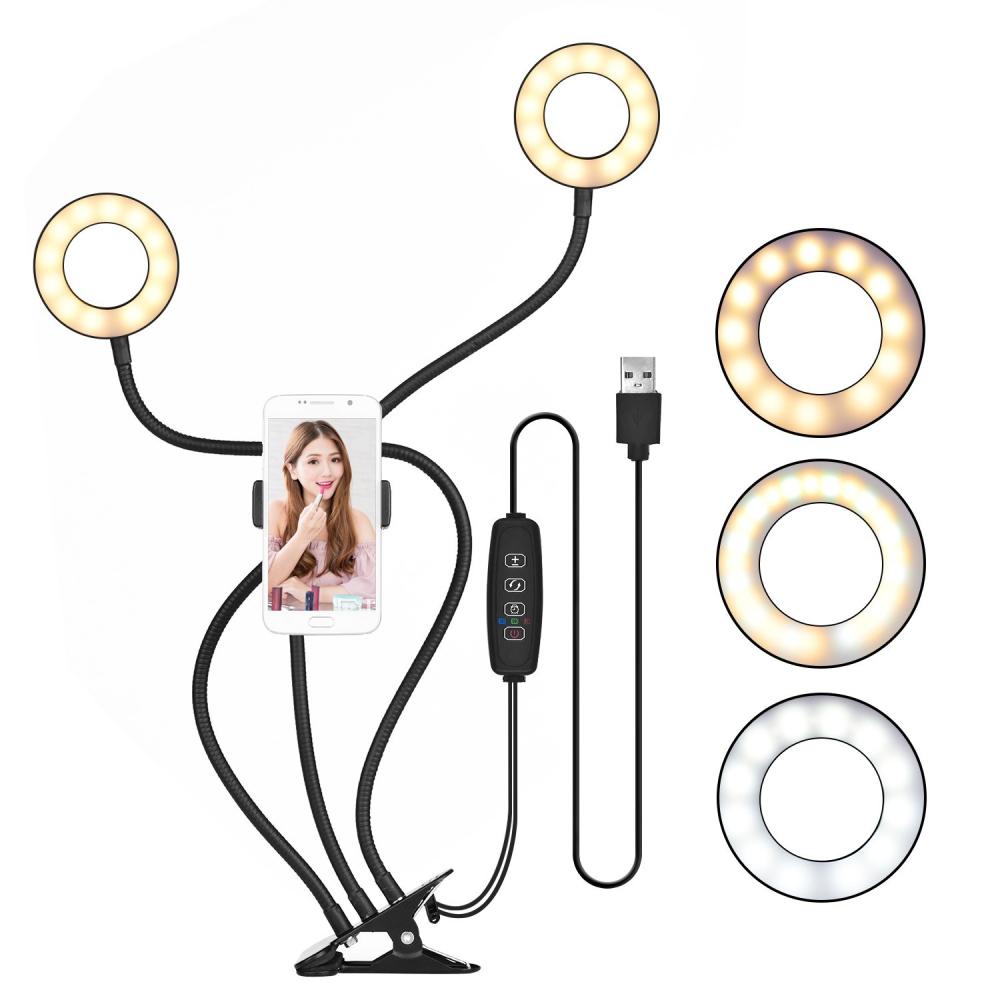 Andoer Clip-On Mini USB Ring Light Fill-in Lamp Dual Lights 3 Lighting Modes Black |   Studio Lighting Studio Lighting Black