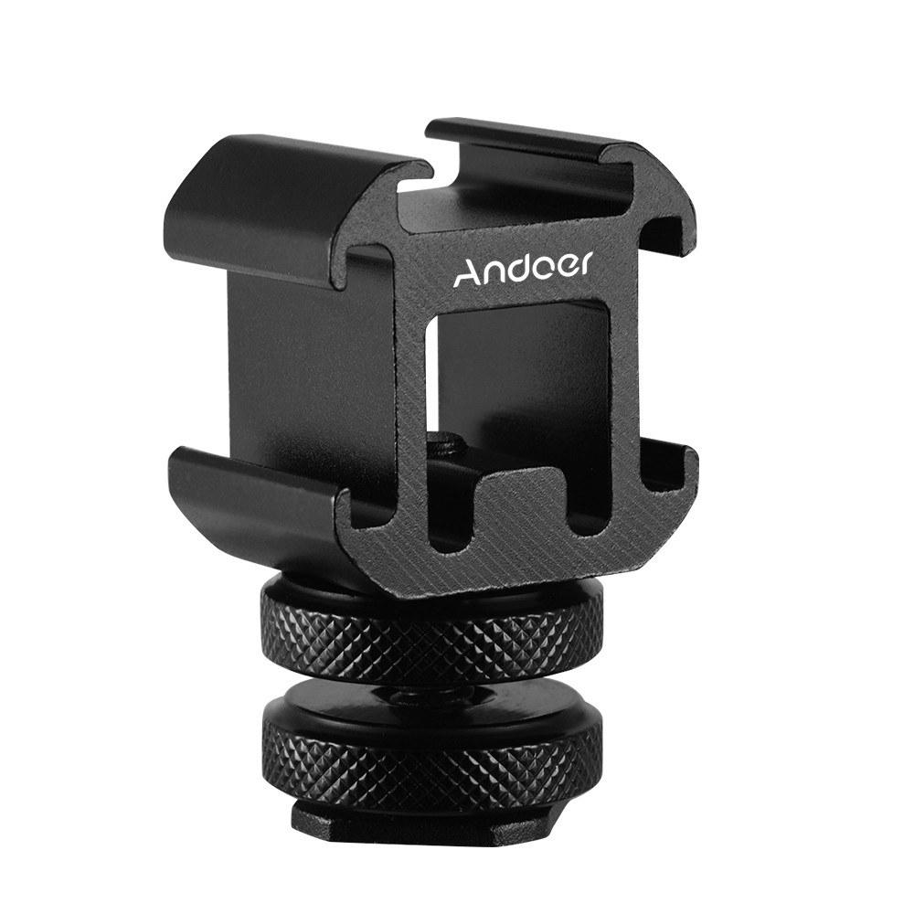 Andoer 3 Cold Shoe Mount Adapter Black |   Other Camera Accessories Cameras & Camcorders Black